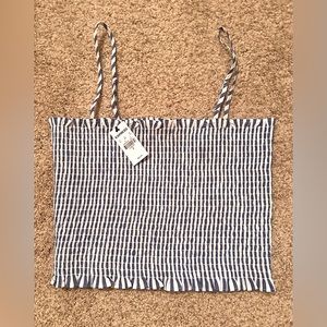 Blue and white striped bandeau top. Size S never worn. NWT